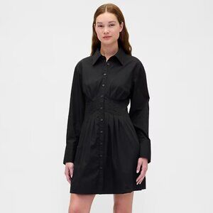 GAP Black Pleated Mini Shirtdress | XSP | Classic Fit | NWT